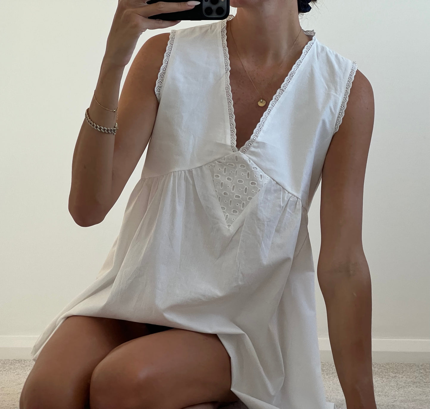 White mini dress oversized fit