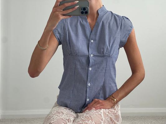 Blue and white chequered shirt