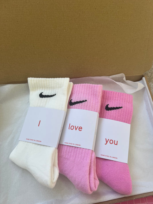 Valentine’s Day gift set. 3 pairs Nike crew socks 3 colours valentines gift set
