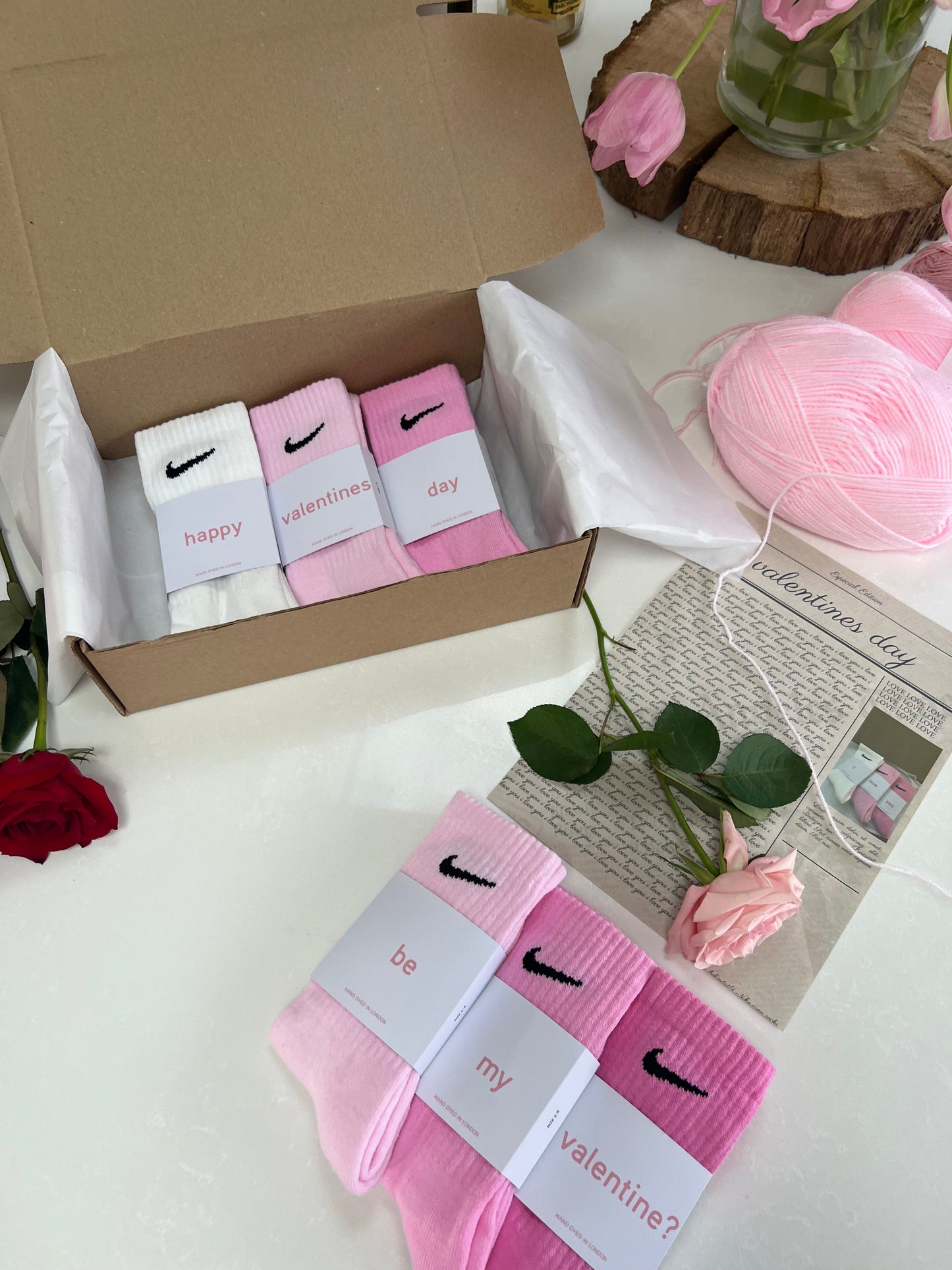 Be my valentine? 3 pairs Nike crew socks 3 baby pink