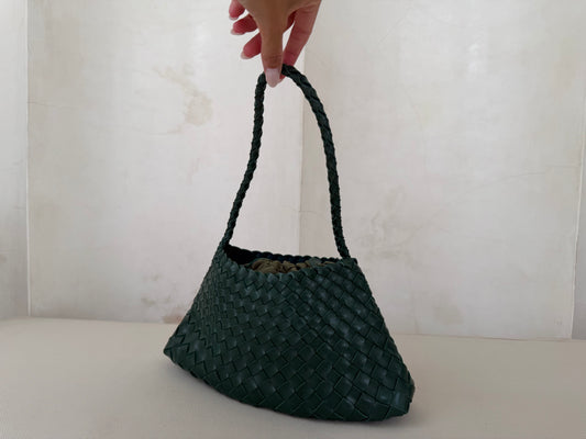 Dark Green Woven Handbag