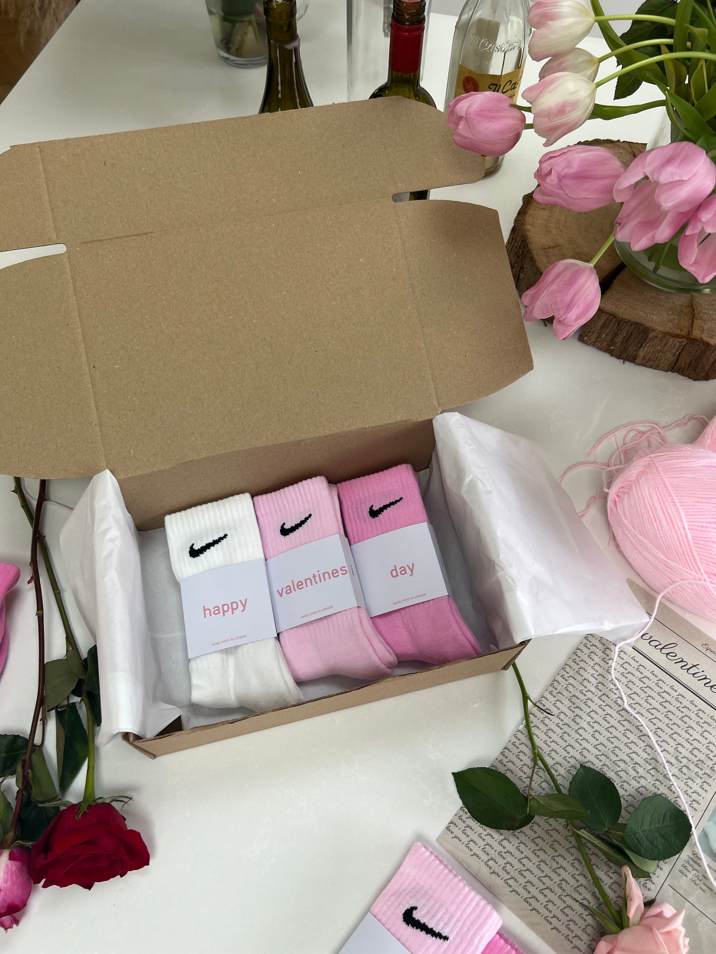 Be my valentine? 3 pairs Nike crew socks 3 baby pink