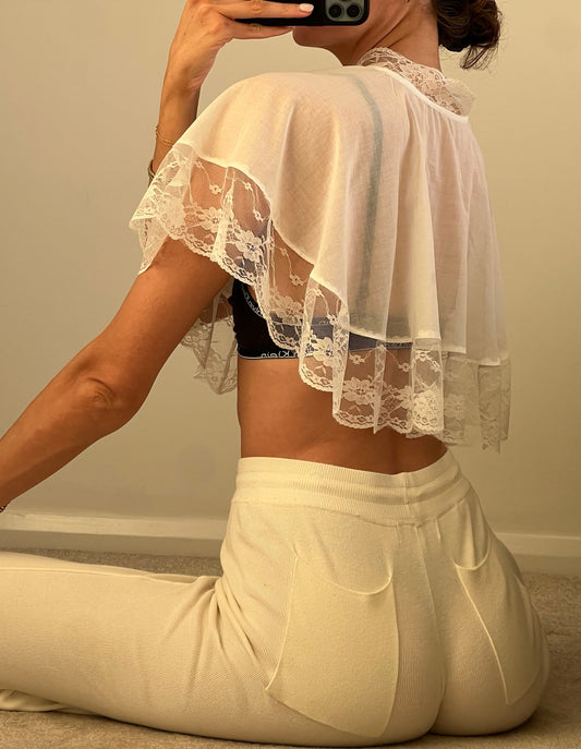 White Lace Poncho Cape Shawl