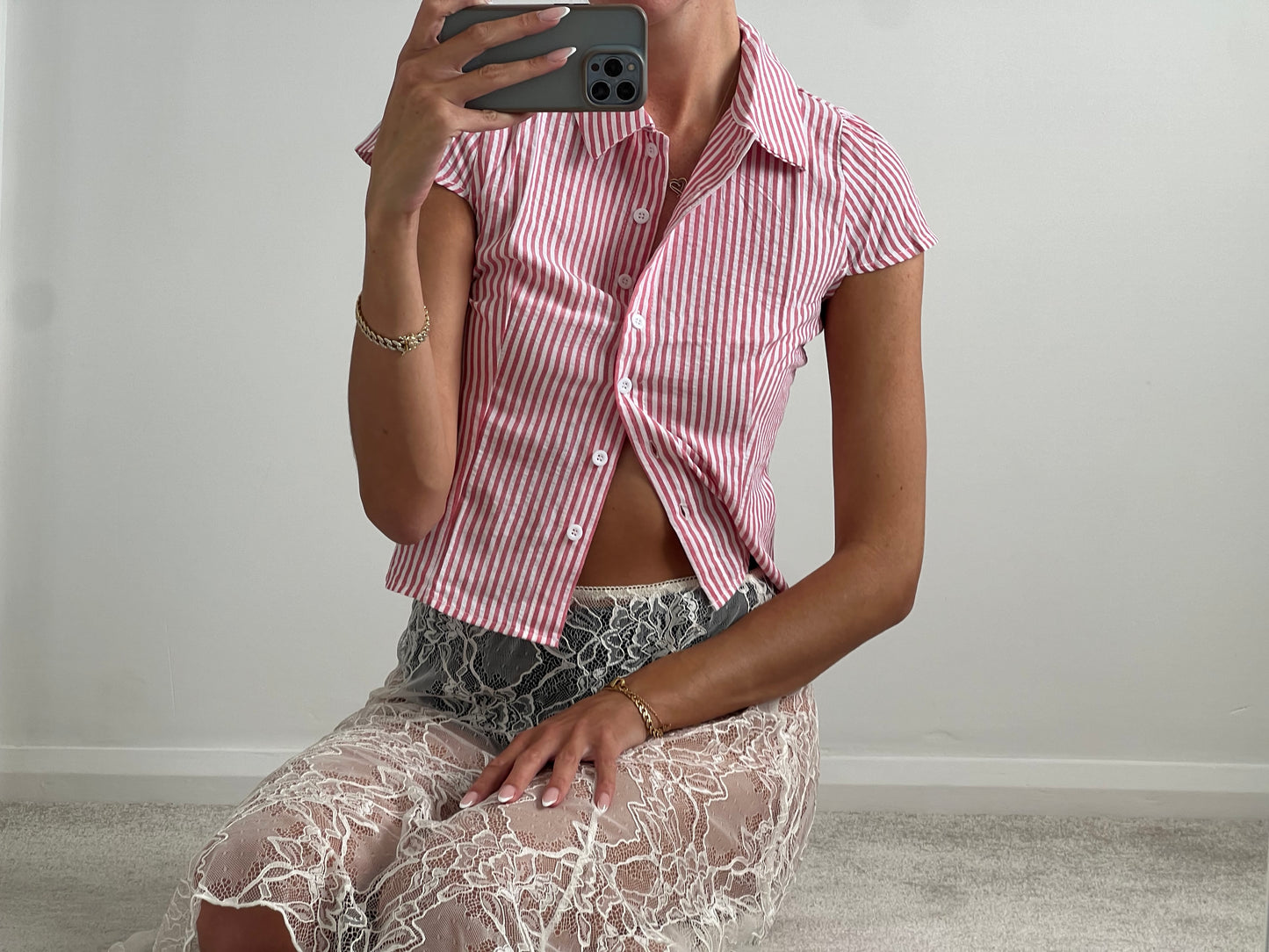 Red and white striped shirt