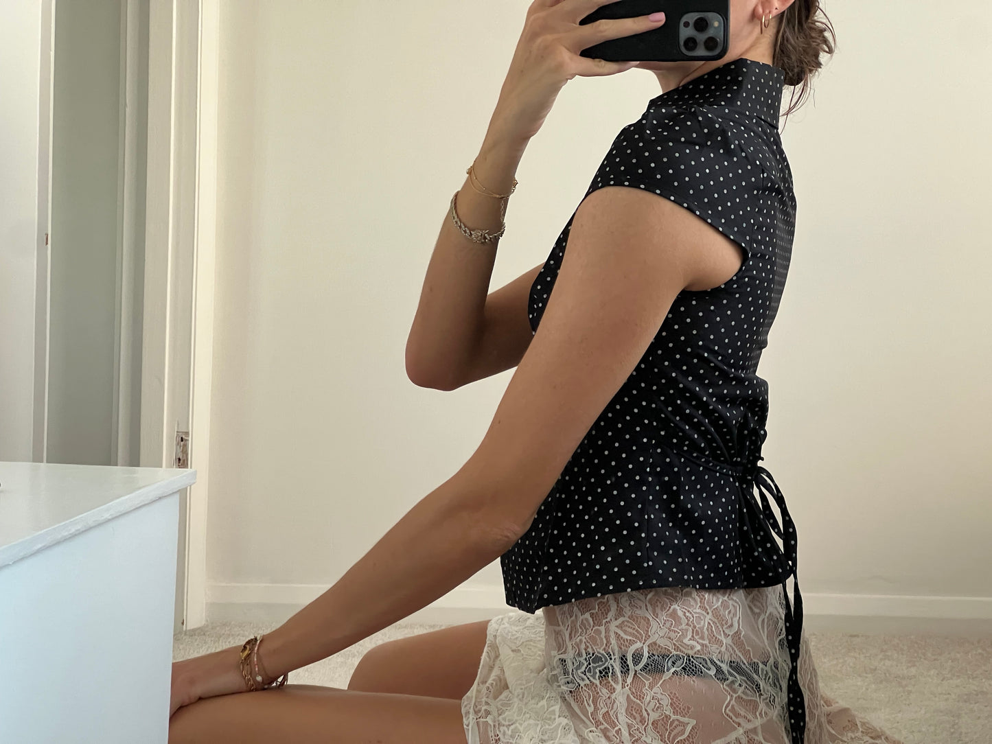 Black and White Polkadot Blouse