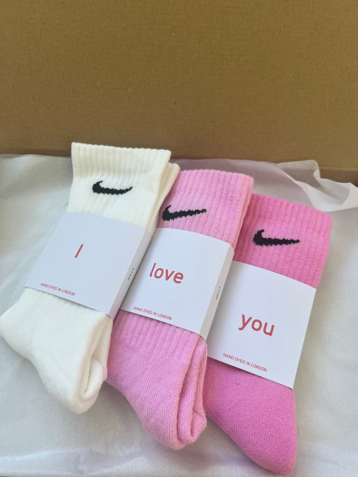 Valentine’s Day gift set. 3 pairs Nike crew socks 3 colours valentines gift set
