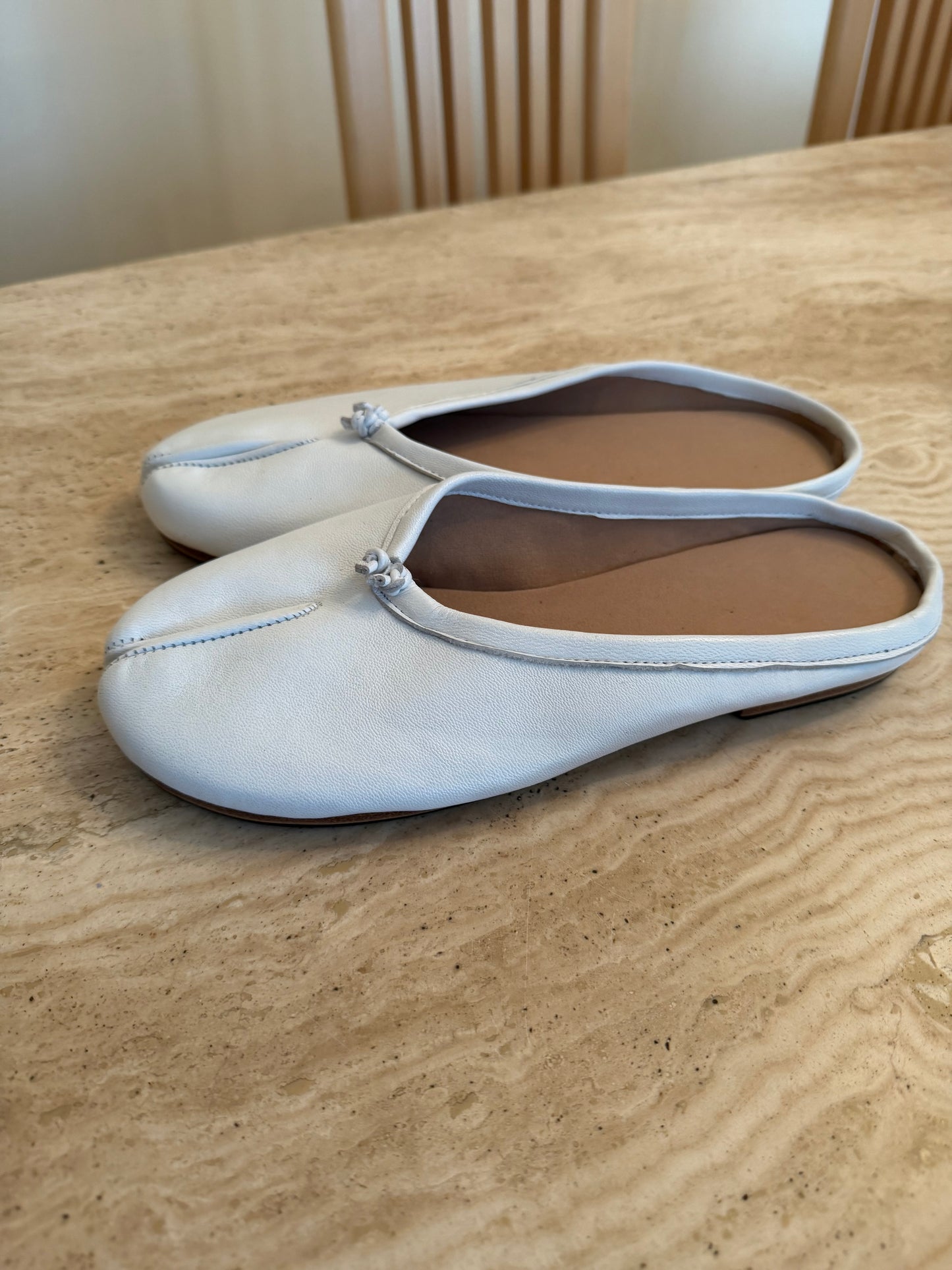White backless ballet shoes