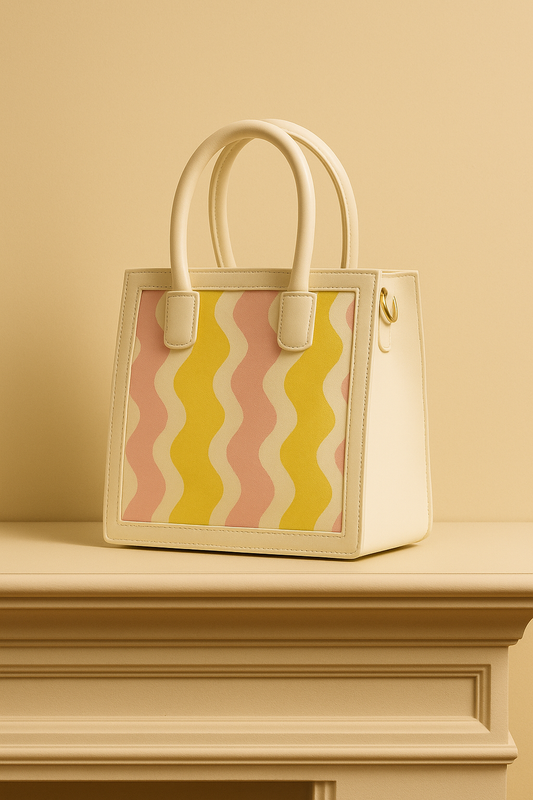 Leather Hand Bag (Yellow and Pink)