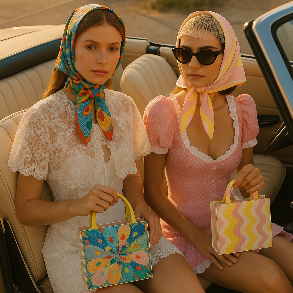 Silk Head Scarf (Pink and Yellow) PRE-ORDER