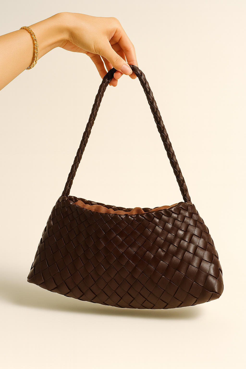 Brown Woven Handbag
