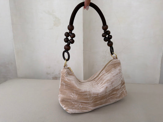 Floral Handbag Wooden Handle