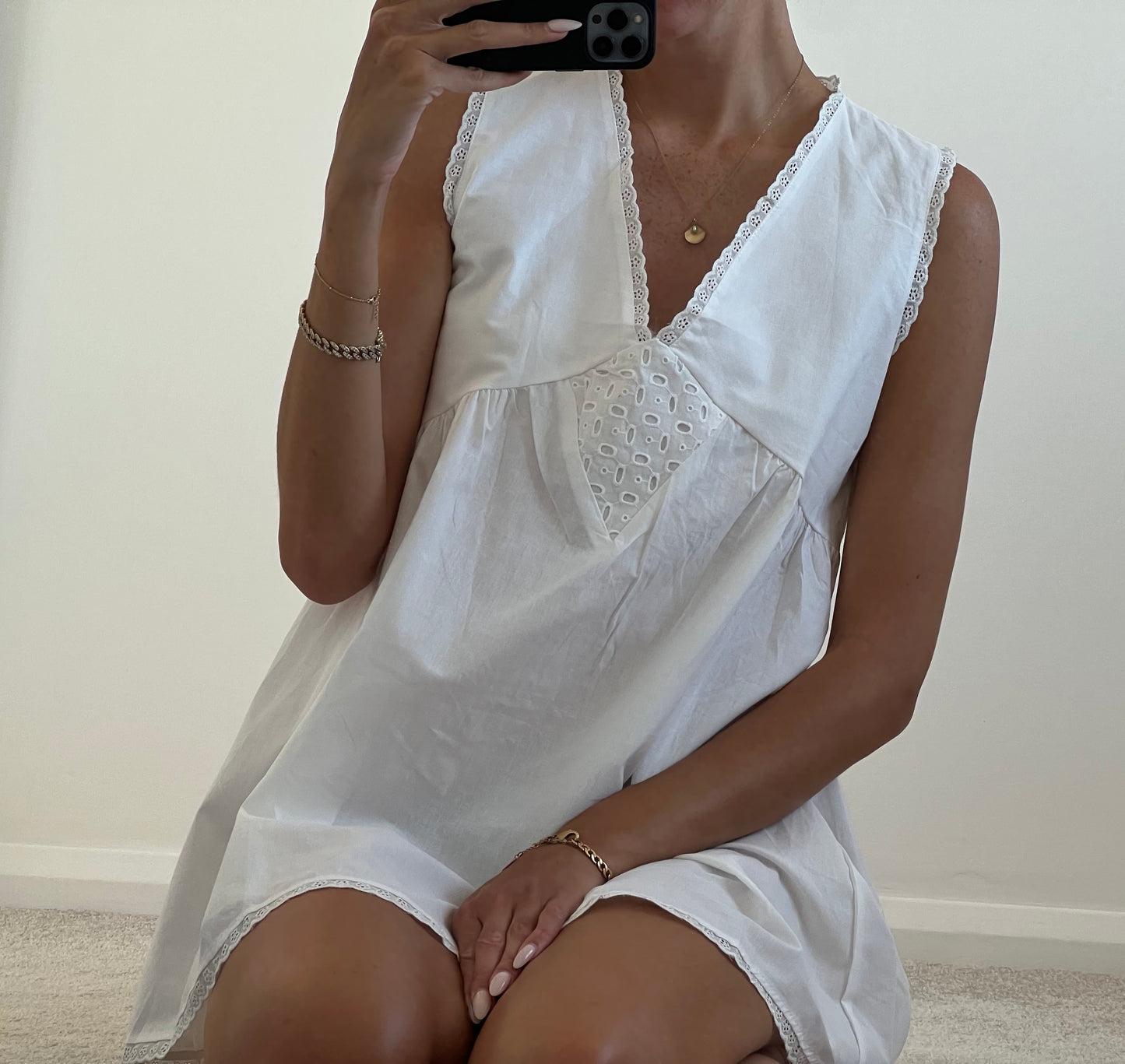 White mini dress oversized fit