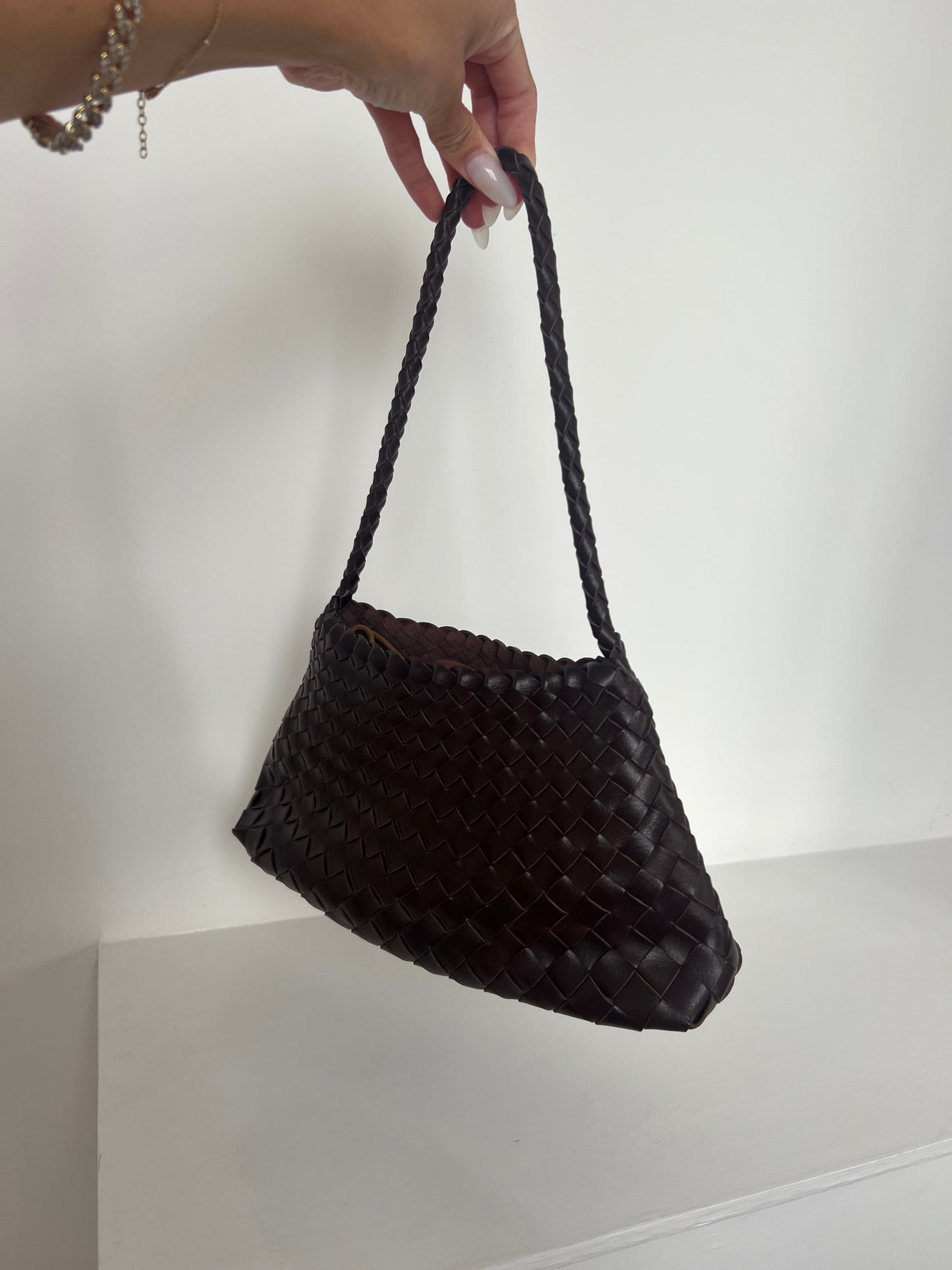 Brown Woven Handbag