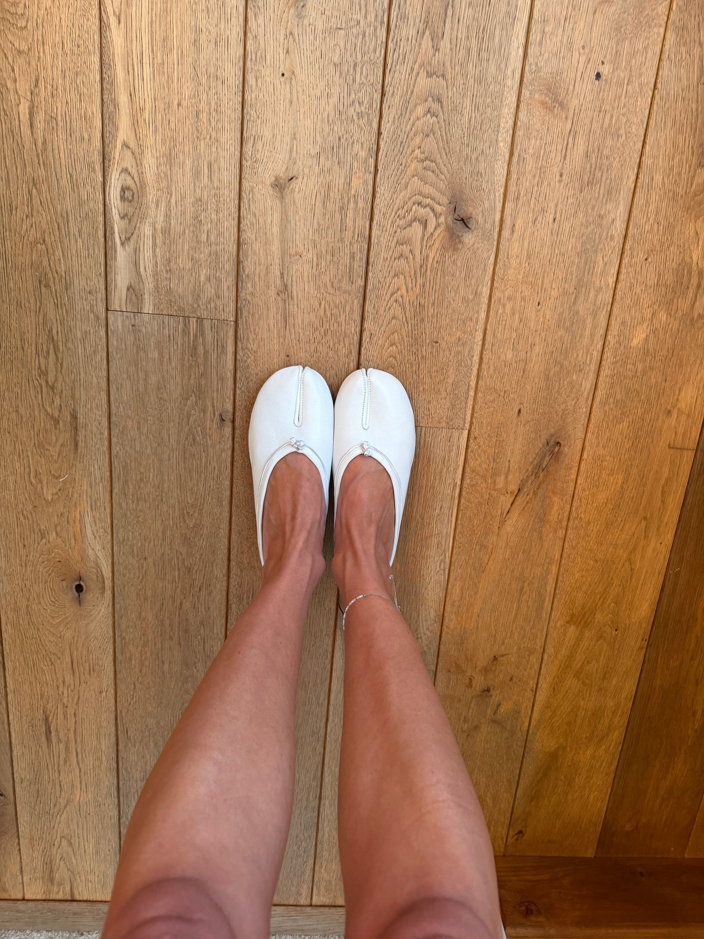 White backless ballet shoes