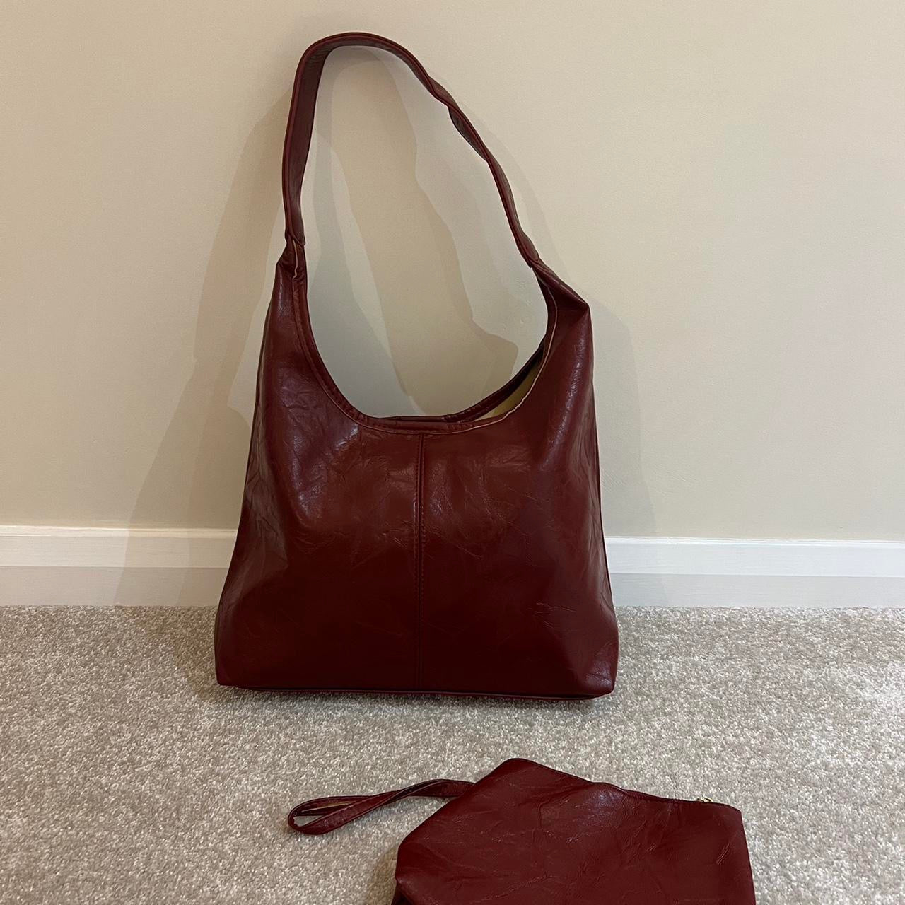 Burgundy handbag
