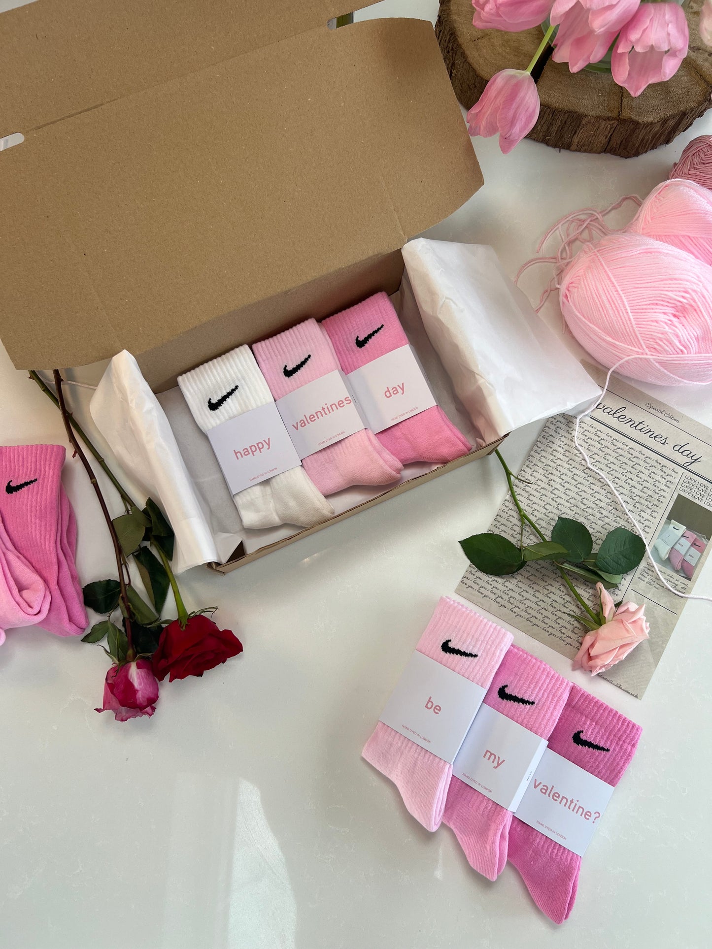 Be my valentine? 3 pairs Nike crew socks 3 baby pink