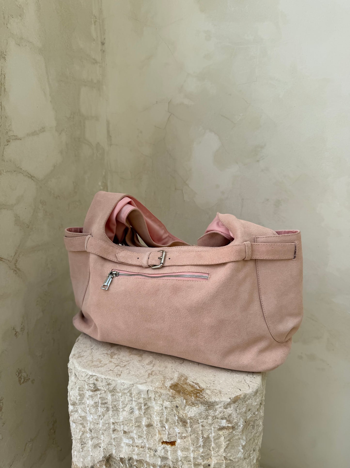 Pink Suede Handbag