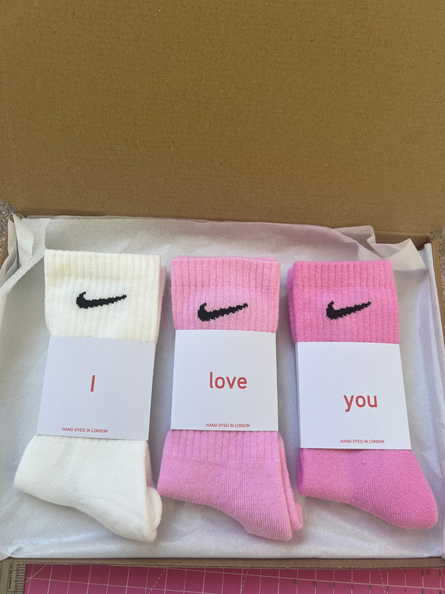Valentine’s Day gift set. 3 pairs Nike crew socks 3 colours valentines gift set