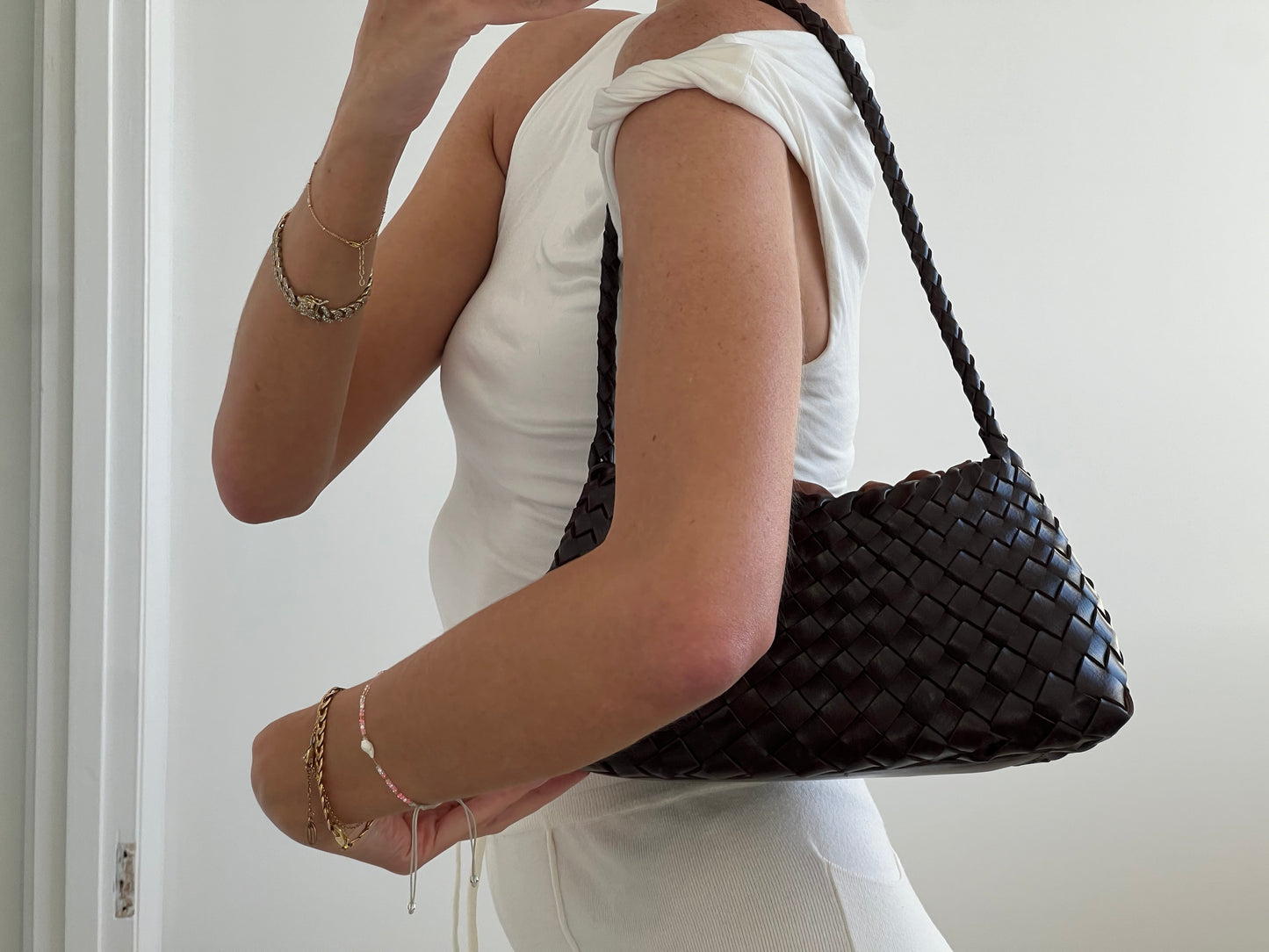 Brown Woven Handbag