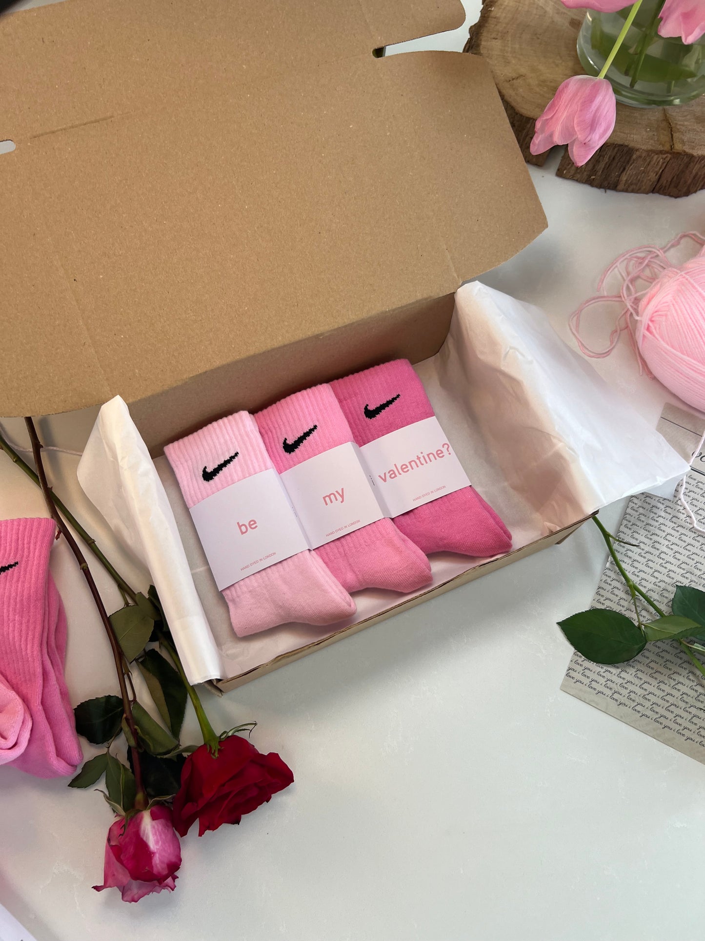 Be my valentine? 3 pairs Nike crew socks 3 baby pink