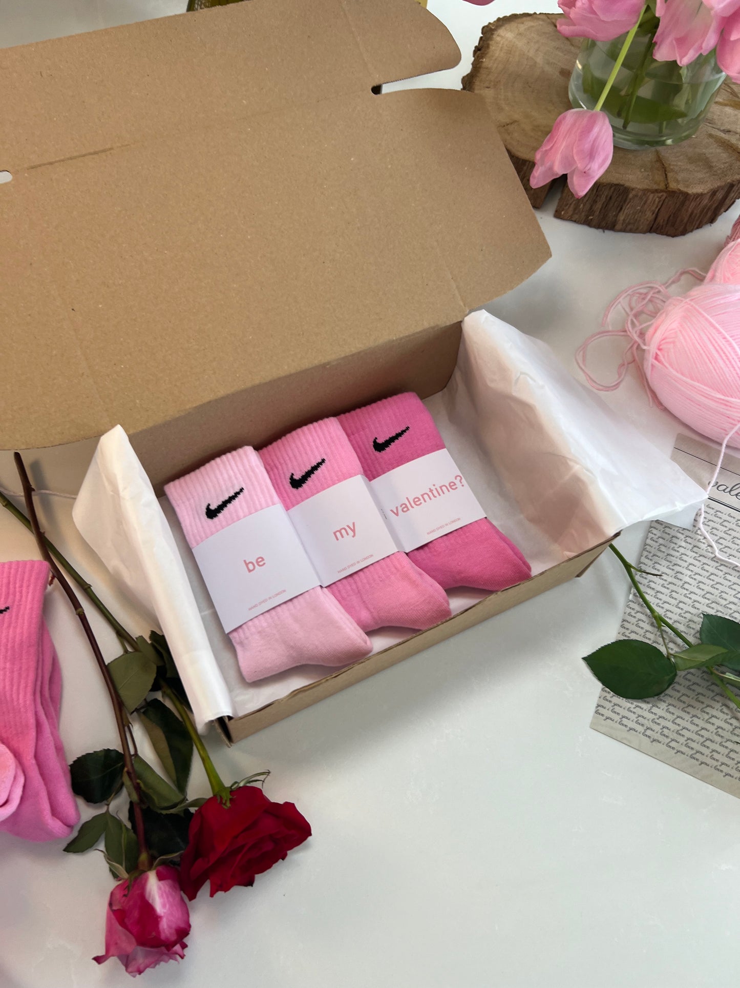 Be my valentine? 3 pairs Nike crew socks 3 baby pink