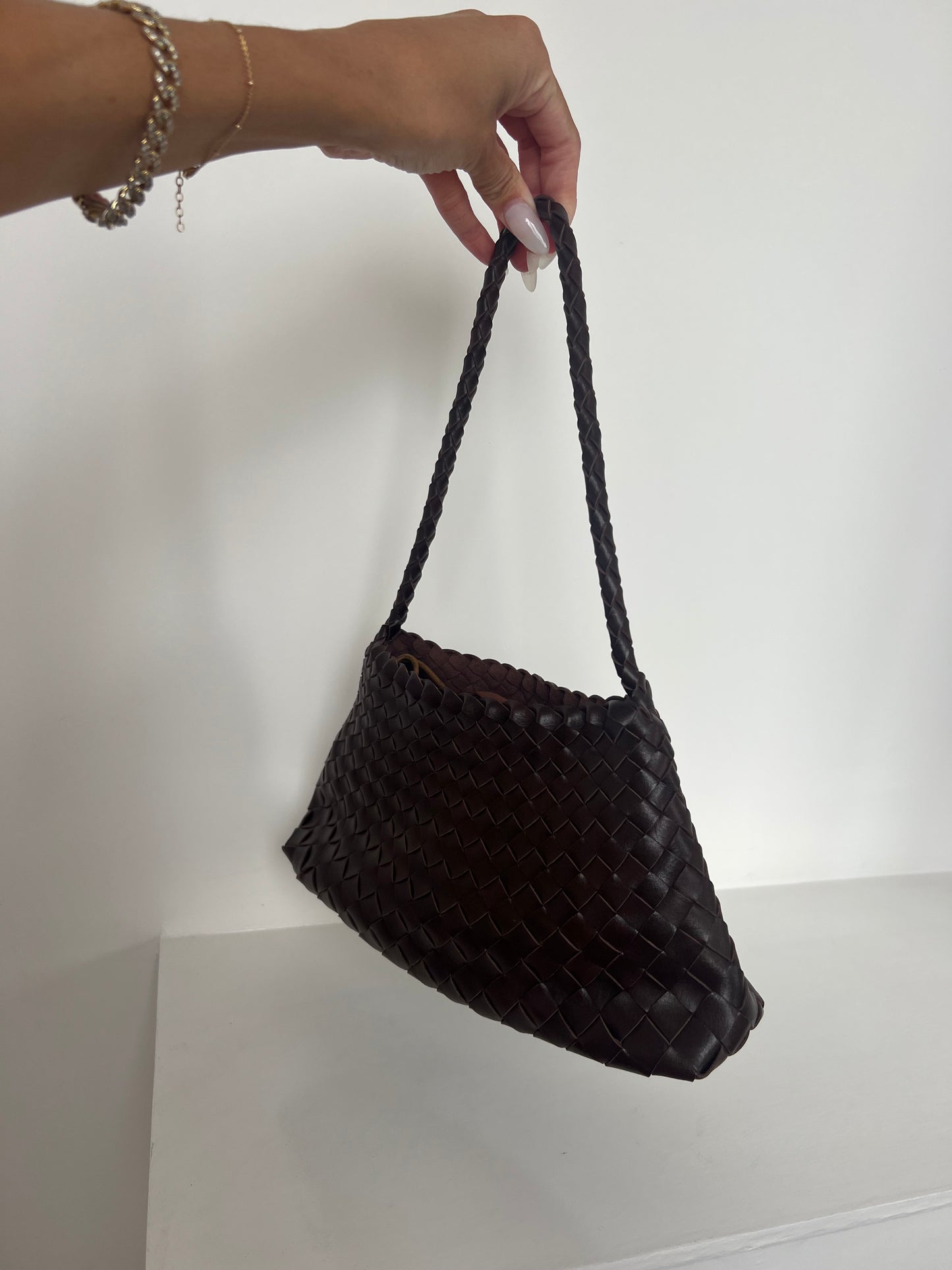 Brown Woven Handbag
