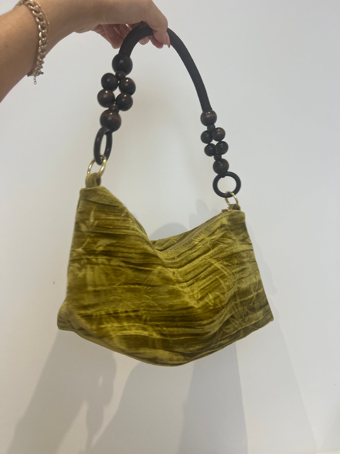 Floral Handbag Wooden Handle