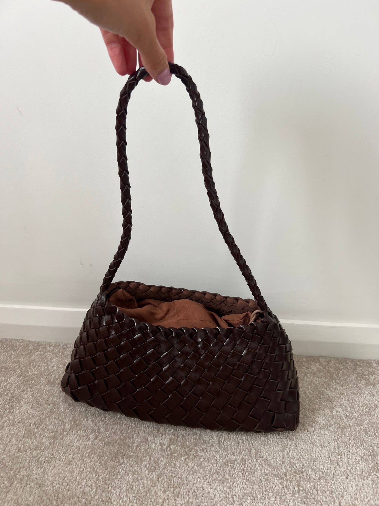 Brown Woven Handbag