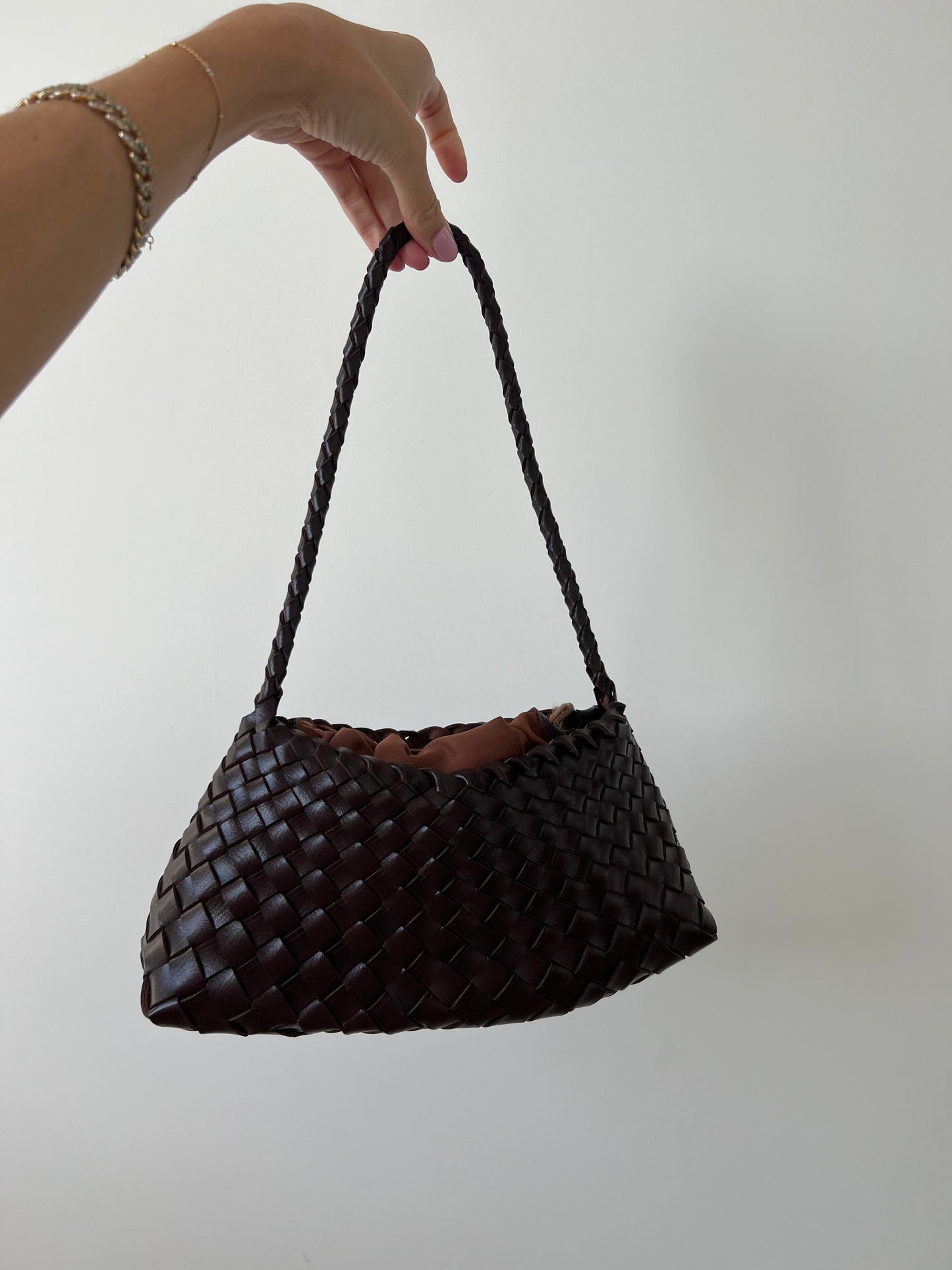 Brown Woven Handbag