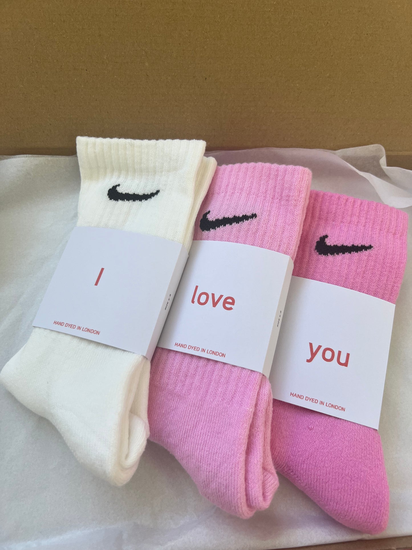 Valentine’s Day gift set. 3 pairs Nike crew socks 3 colours valentines gift set