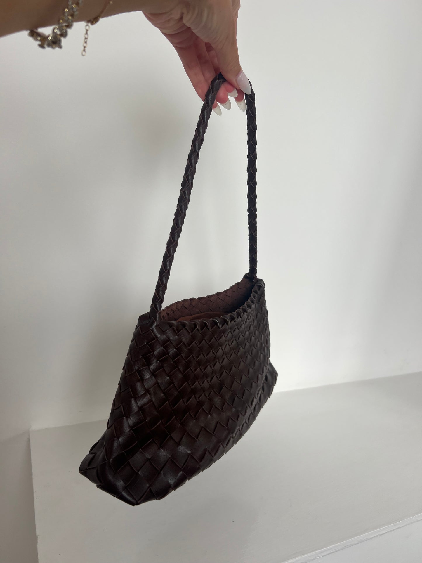 Brown Woven Handbag