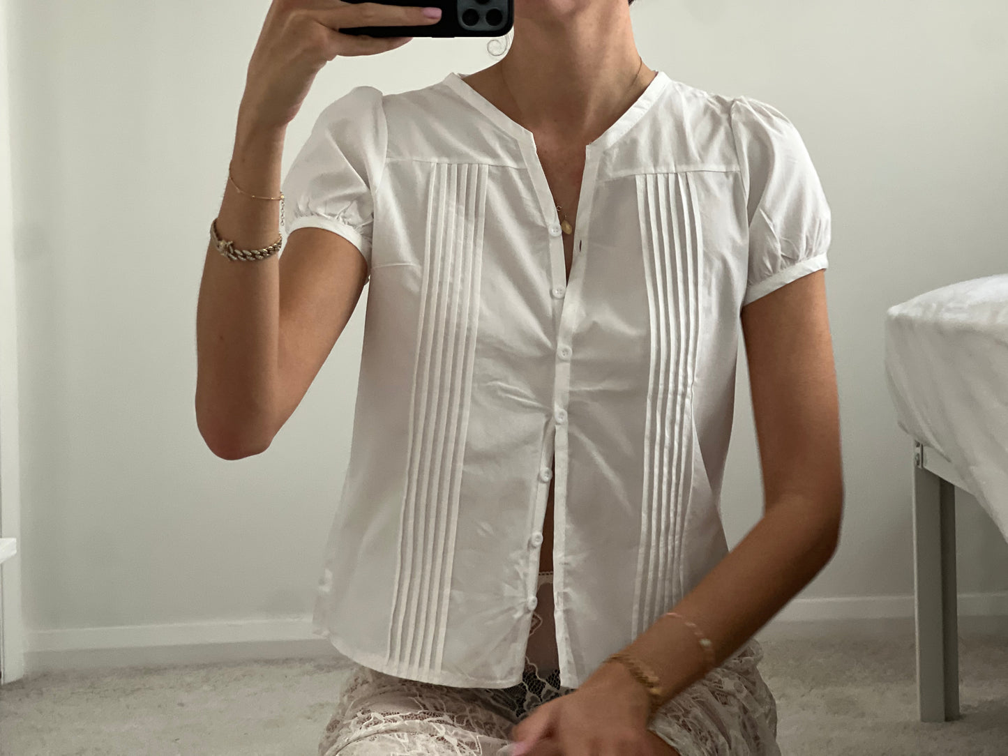 White Pleated Shirt