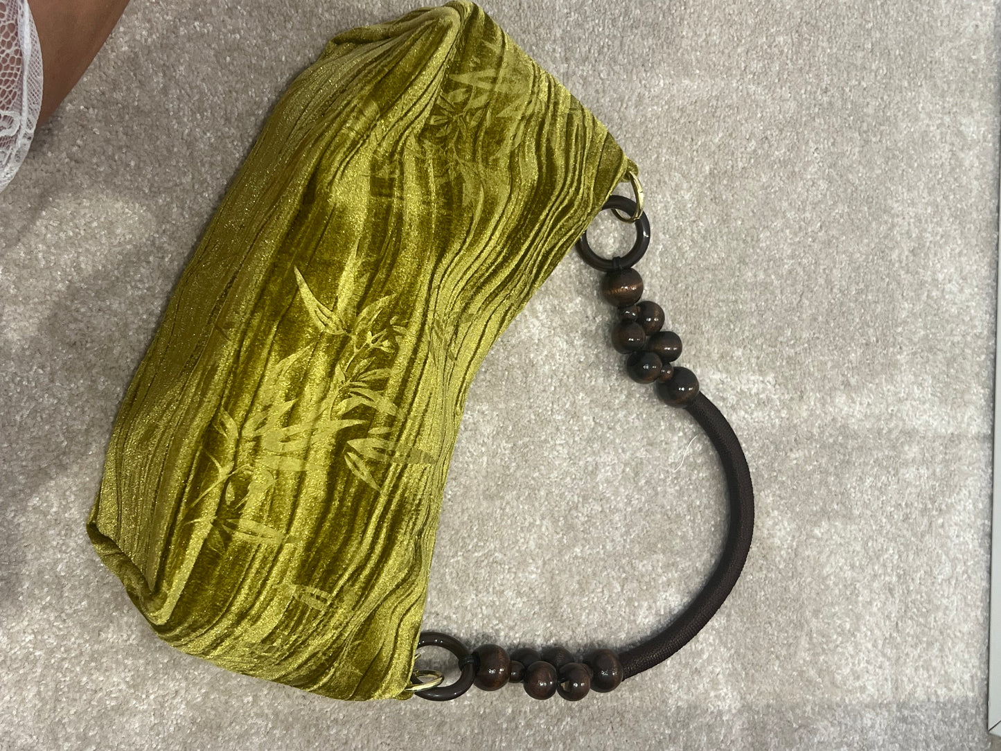 Floral Handbag Wooden Handle