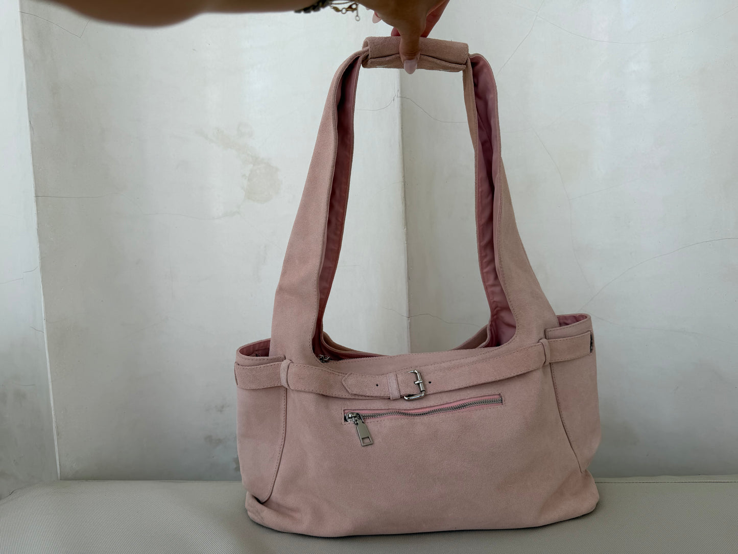 Pink Suede Handbag