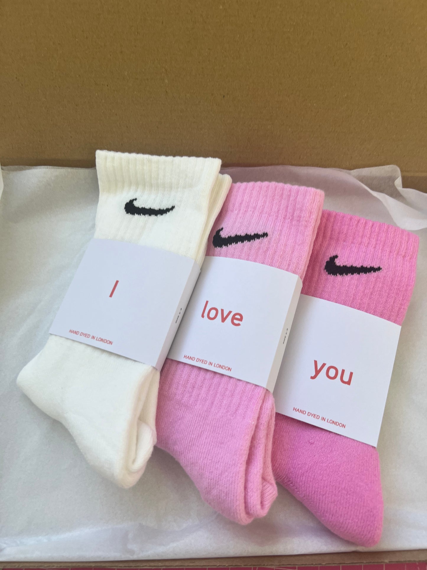 Valentine’s Day gift set. 3 pairs Nike crew socks 3 colours valentines gift set