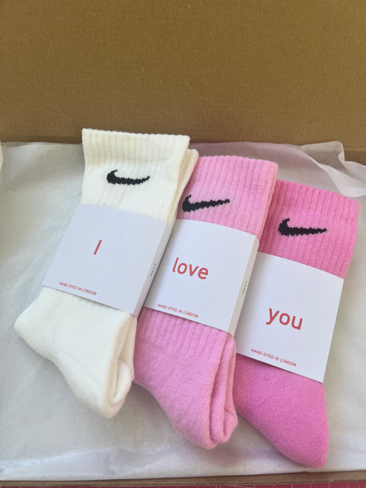 Valentine’s Day gift set. 3 pairs Nike crew socks 3 colours valentines gift set