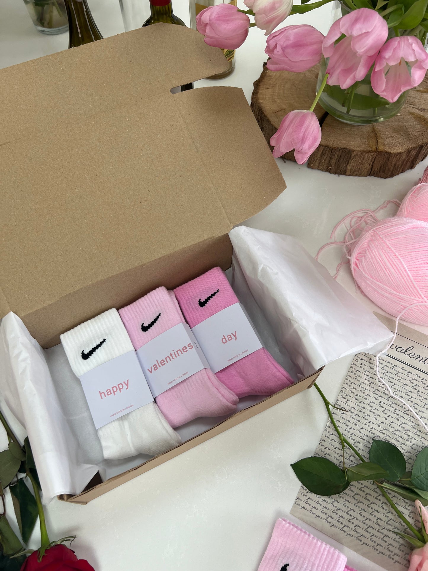 Be my valentine? 3 pairs Nike crew socks 3 baby pink