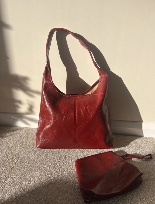 Burgundy handbag
