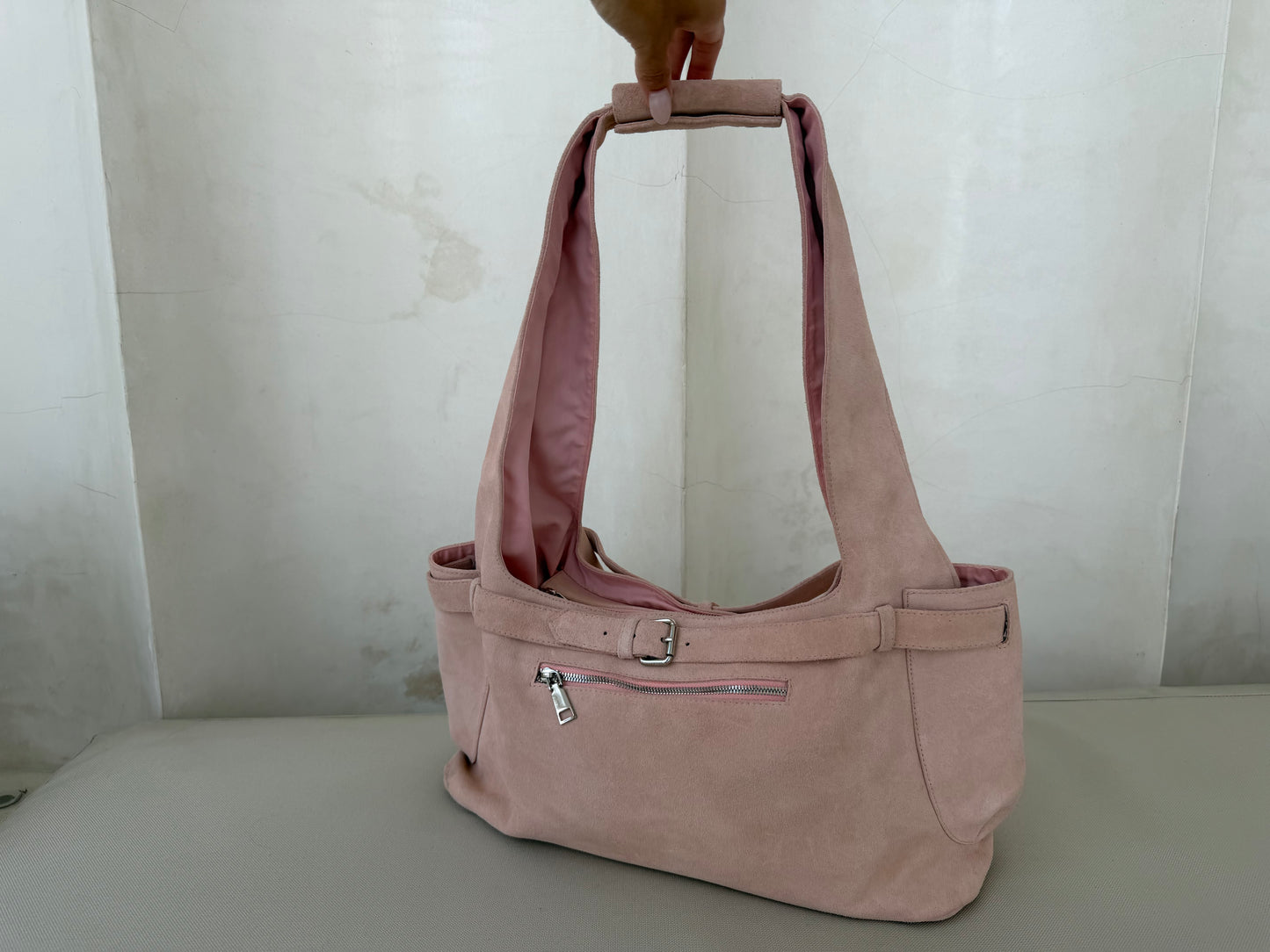 Pink Suede Handbag