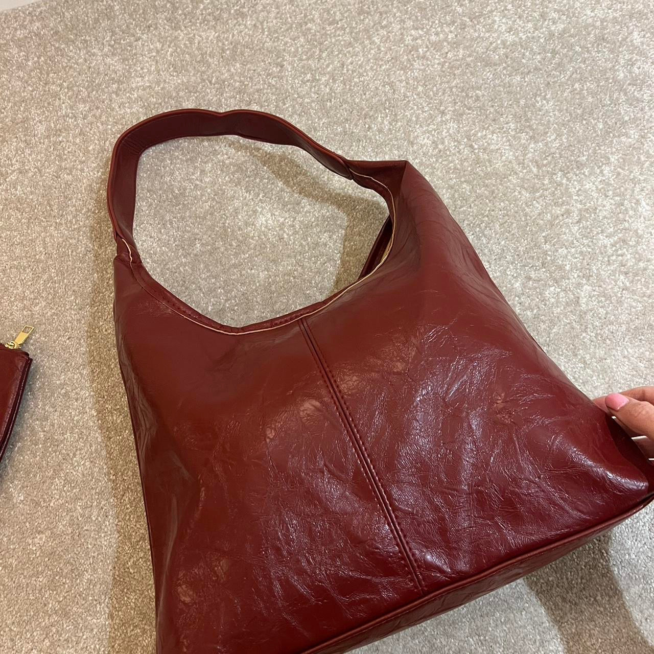 Burgundy handbag