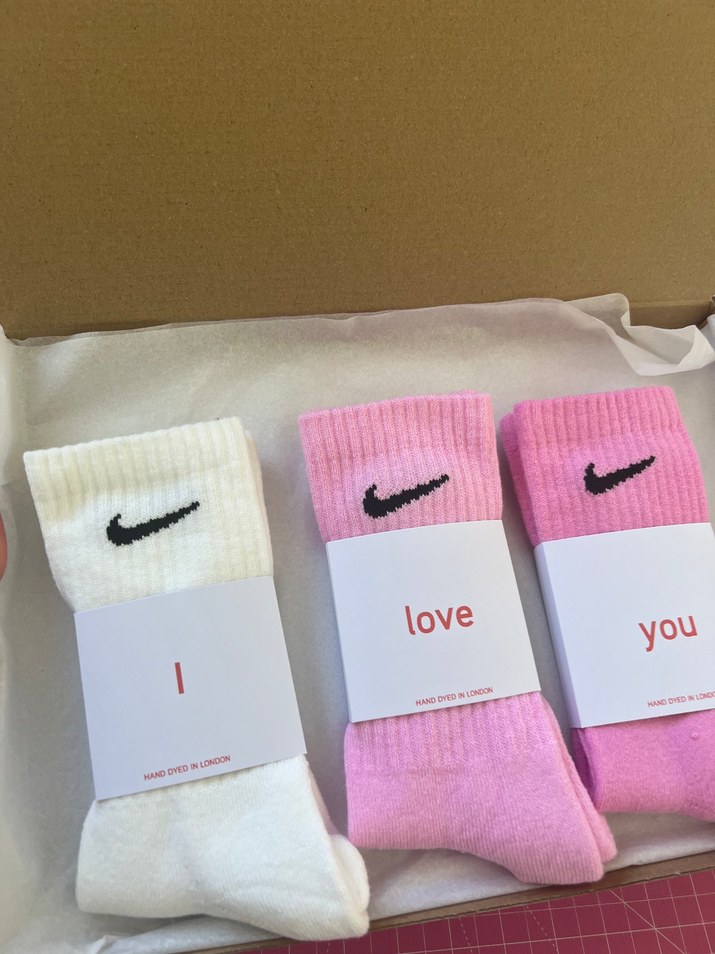 Valentine’s Day gift set. 3 pairs Nike crew socks 3 colours valentines gift set