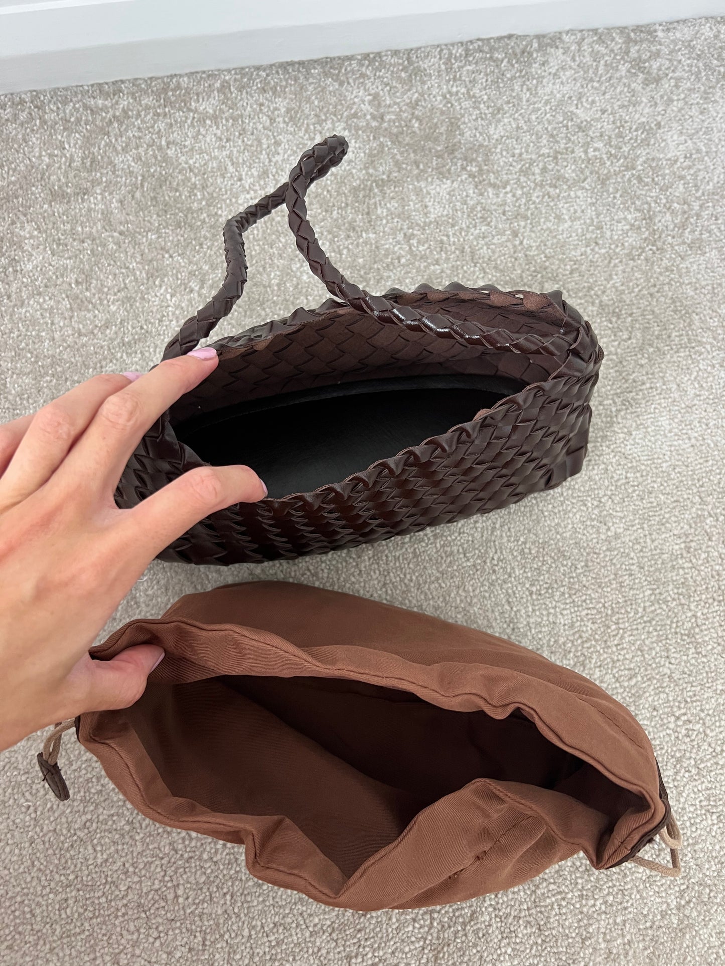 Brown Woven Handbag