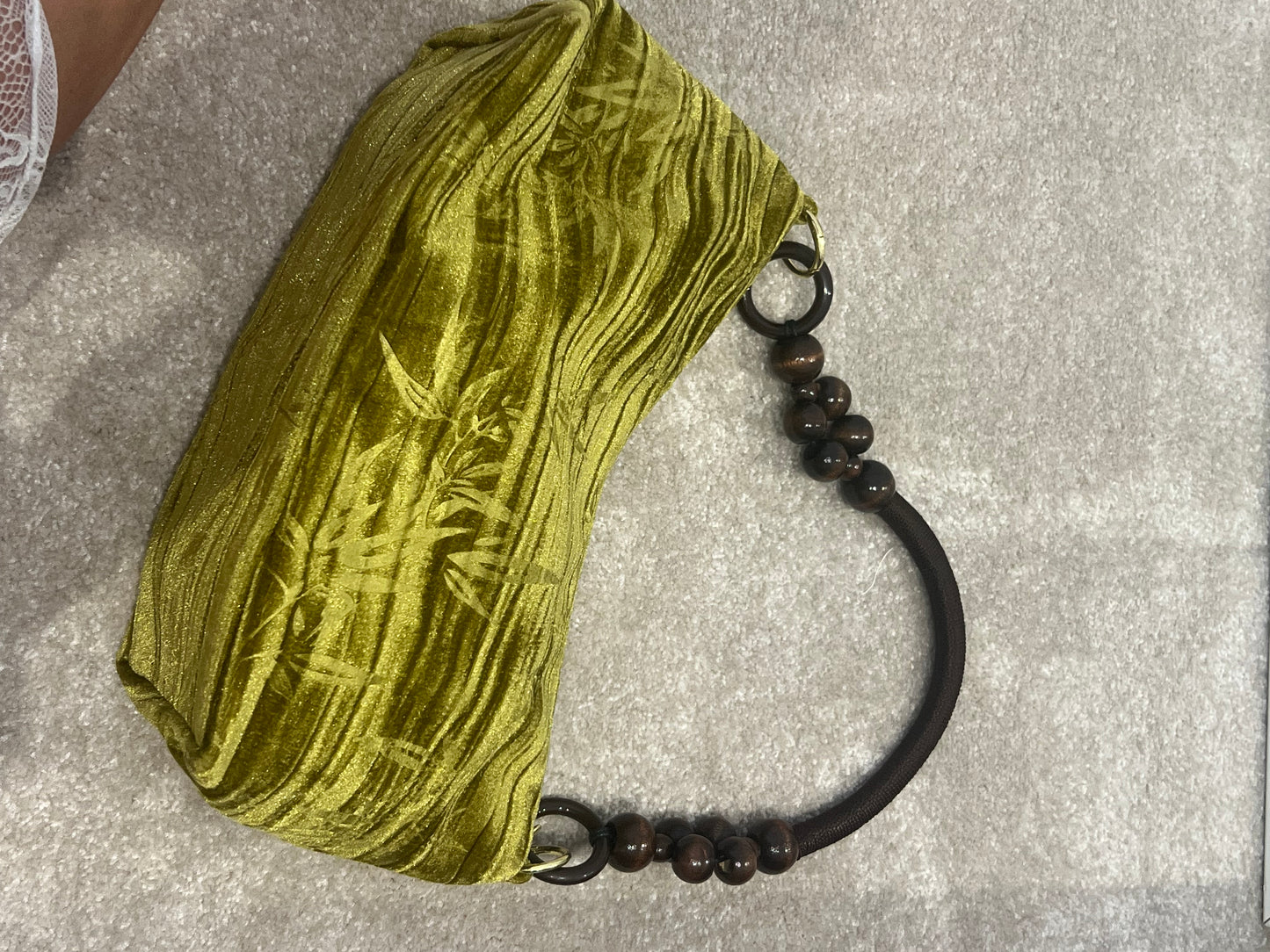 Floral Handbag Wooden Handle