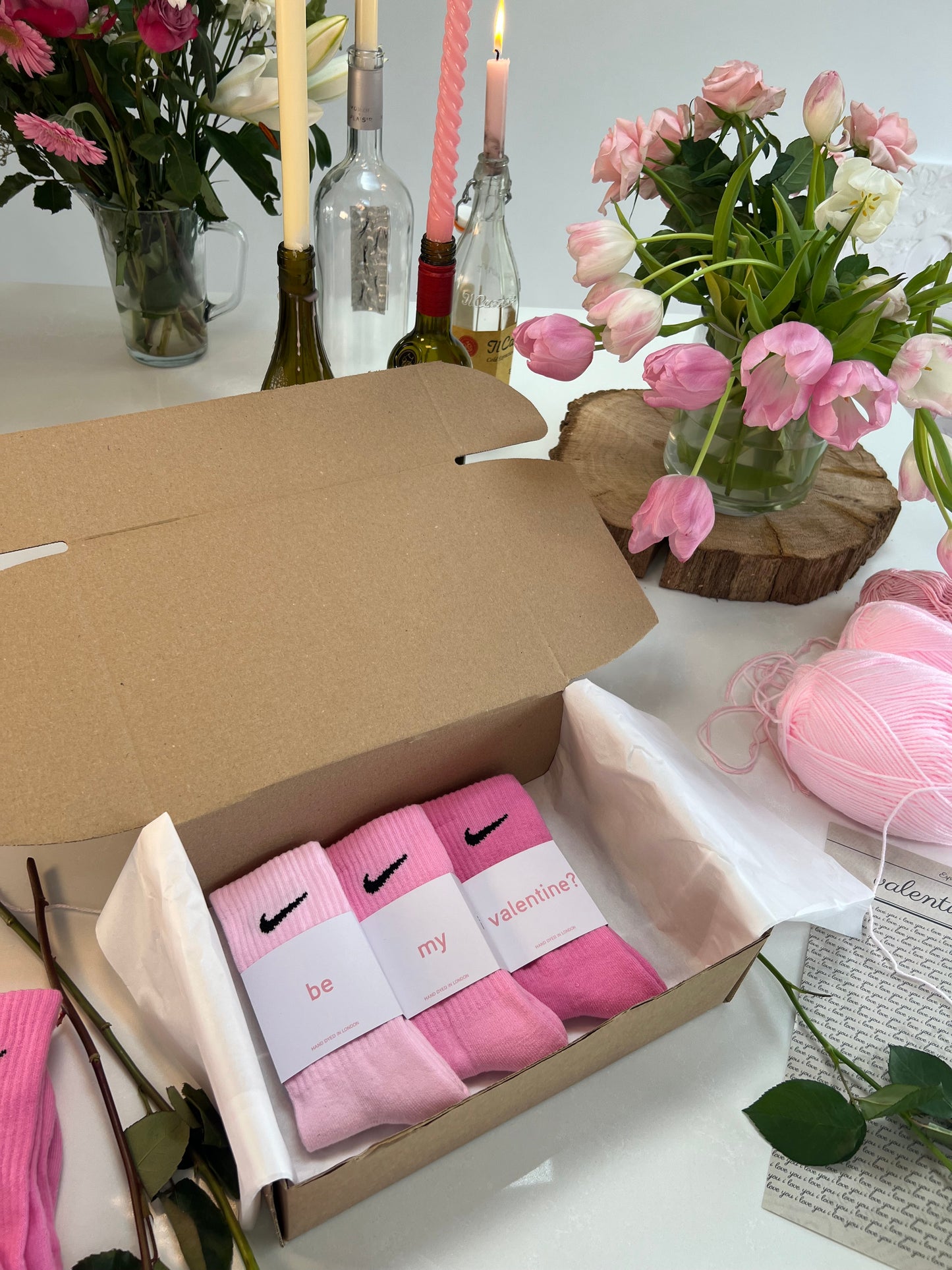 Be my valentine? 3 pairs Nike crew socks 3 baby pink