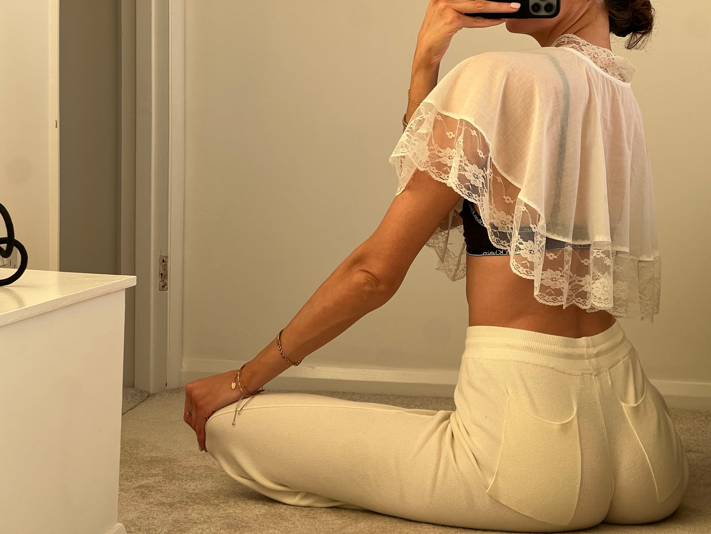 White Lace Poncho Cape Shawl