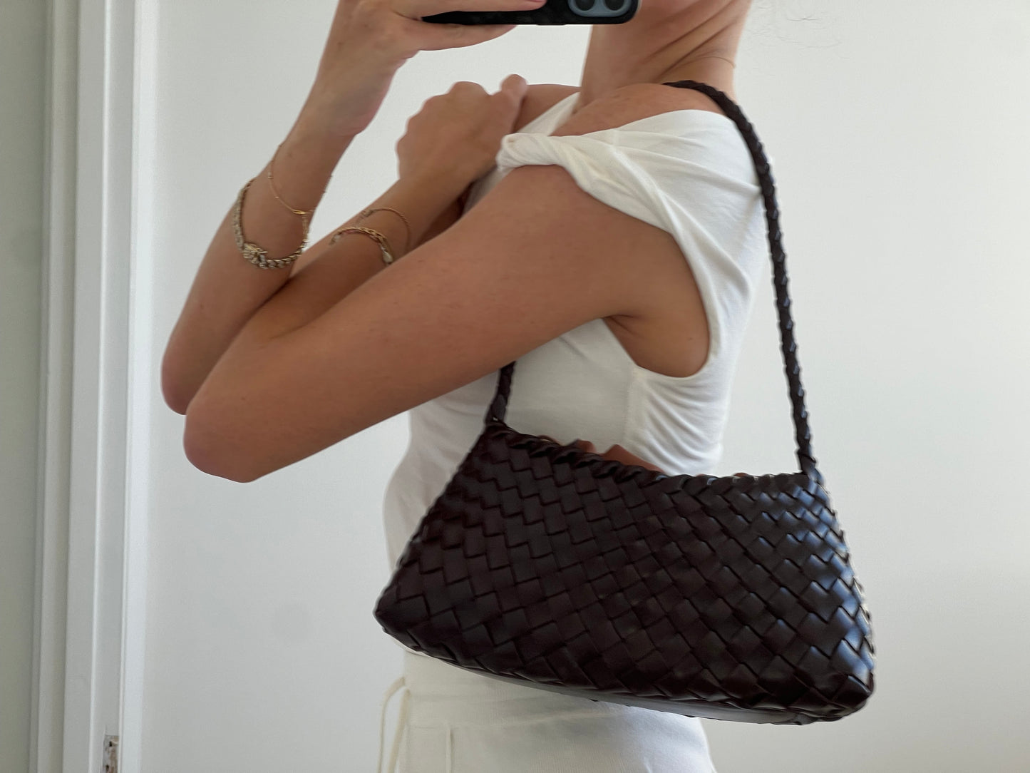Brown Woven Handbag