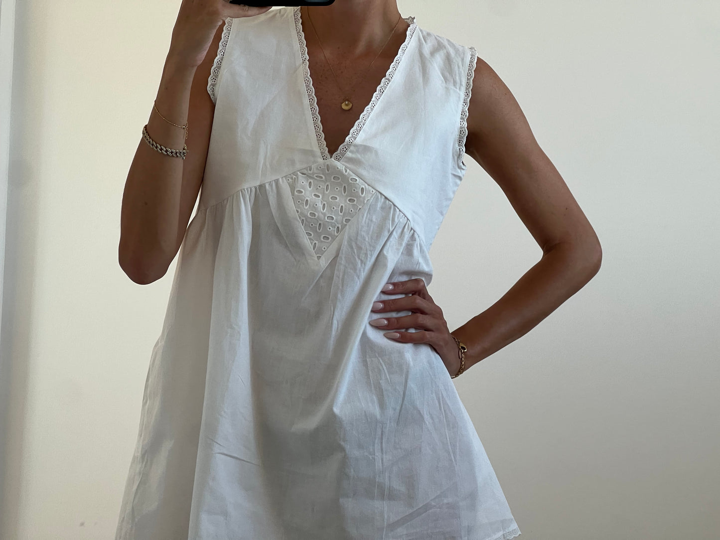 White mini dress oversized fit