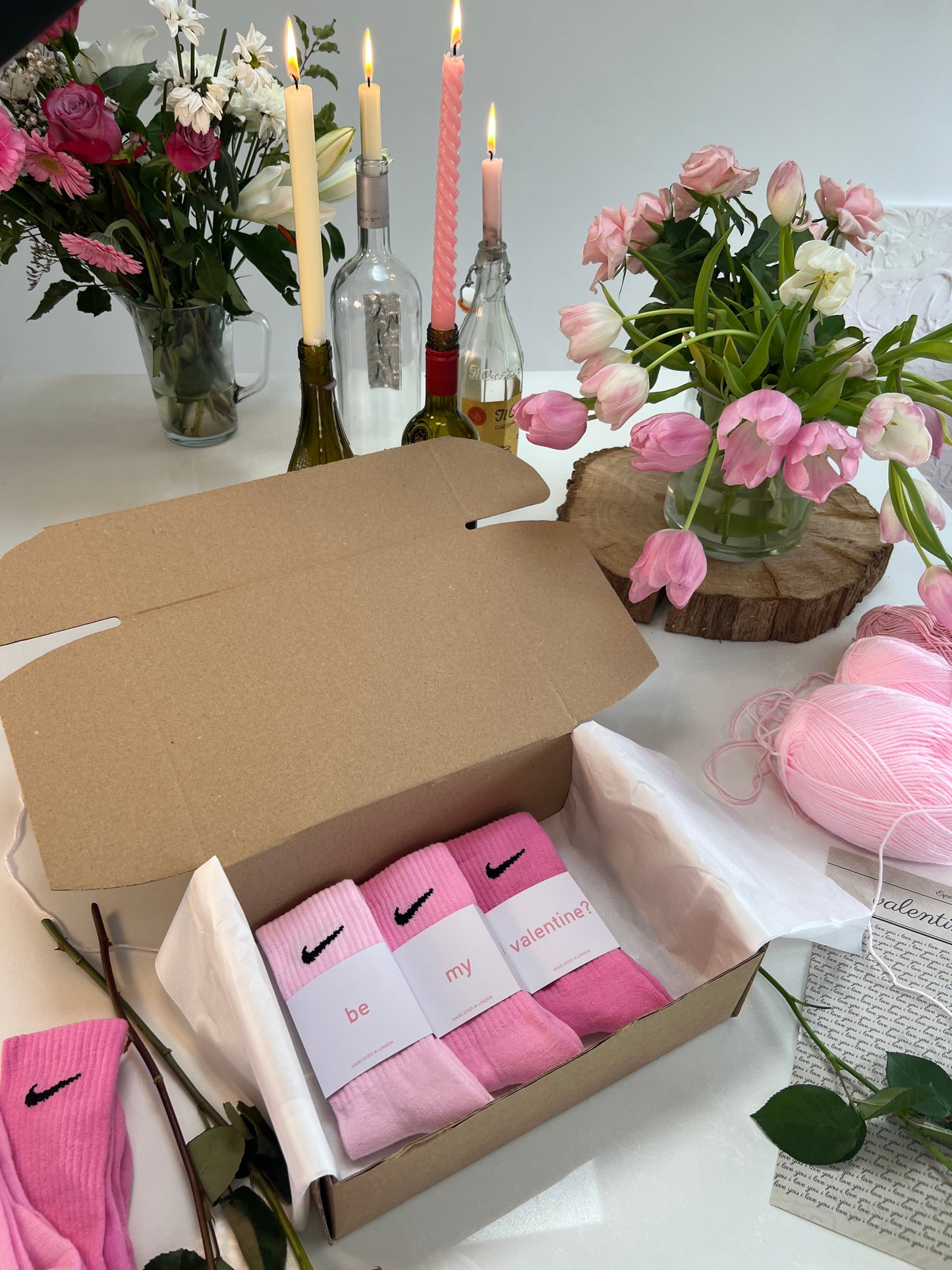 Be my valentine? 3 pairs Nike crew socks 3 baby pink