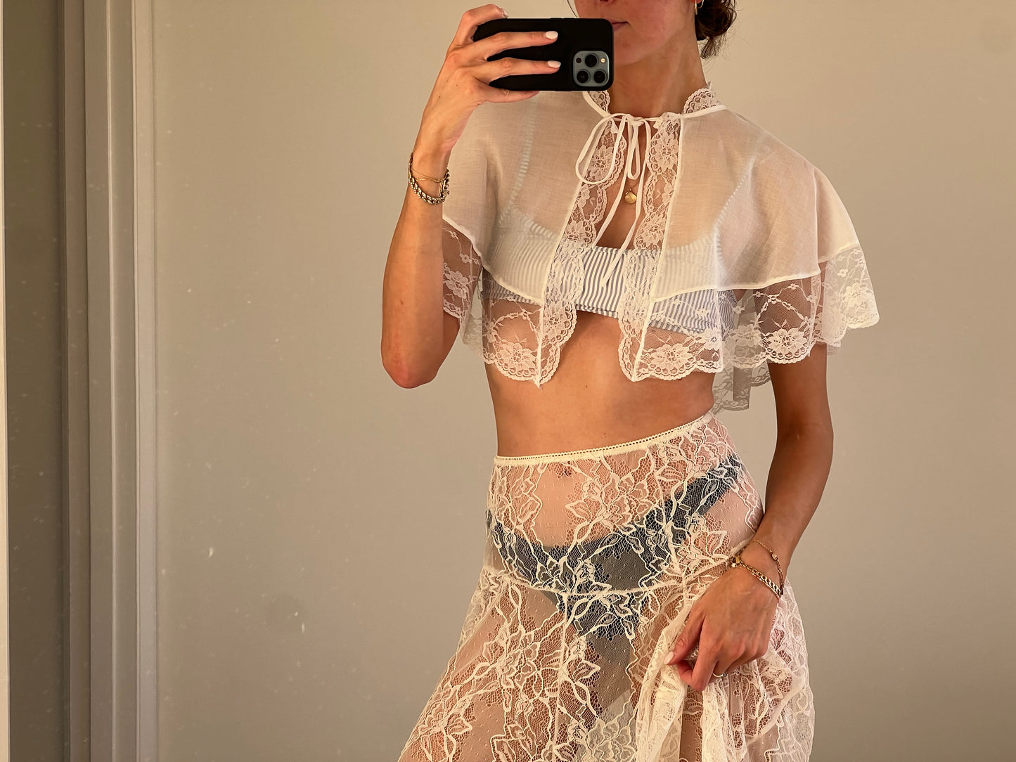 White Lace Poncho Cape Shawl