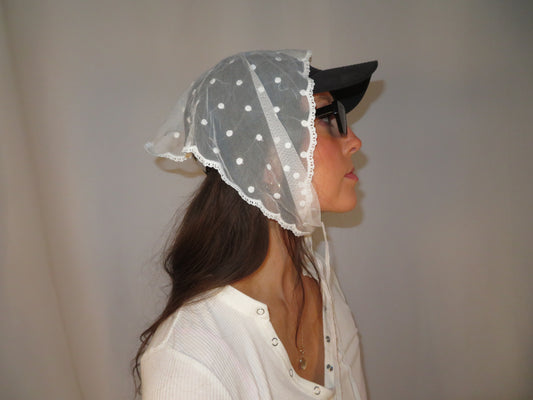 White floral lace head scarf cottagecore lace bandana whimsy fairycore